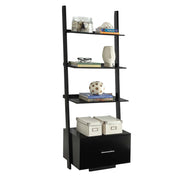 American Heritage Ladder Bookcase with File Drawer, Black