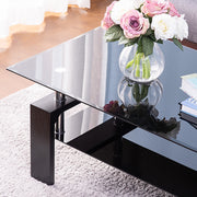 Modern Side Center Table with Shelf & Wood Legs