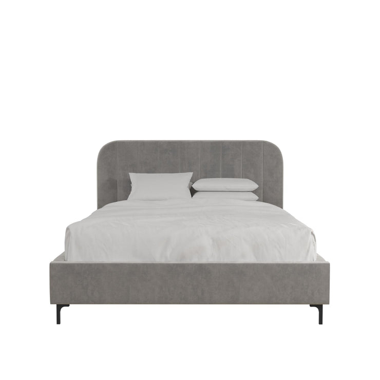 Callie Upholstered Bed, Queen Size Frame, Light Gray Velvet