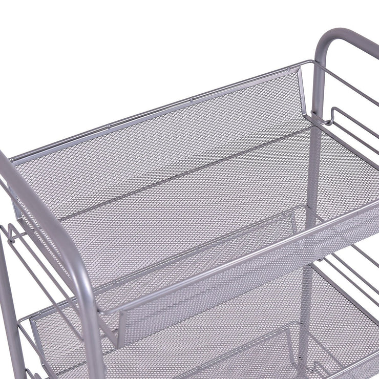 5 Tier Mesh Shelving Rack Shelf Kitchen Pantry Storage Rolling Utility Cart