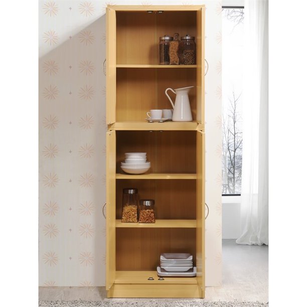 4 Door Kitchen Pantry with 4 Shelves in Beech