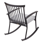 Shaker Black Steel Outdoor Patio Rocking Chair, Gray