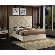 Vector Rich Velvet Queen Bed in Cream