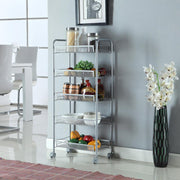 5 Tier Mesh Shelving Rack Shelf Kitchen Pantry Storage Rolling Utility Cart