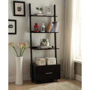 American Heritage Ladder Bookcase with File Drawer, Black