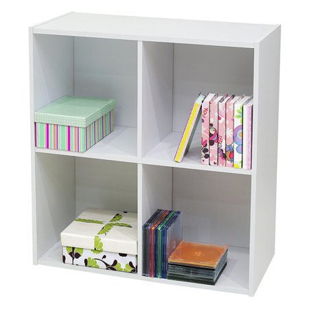 Wood 4 Cube Bookcase Furniture White