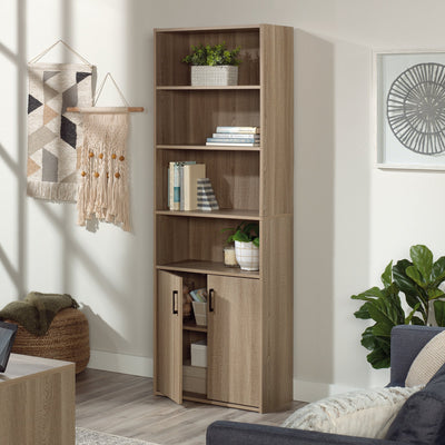 4-Shelf Bookcase with 2 Doors, Summer Oak Finish