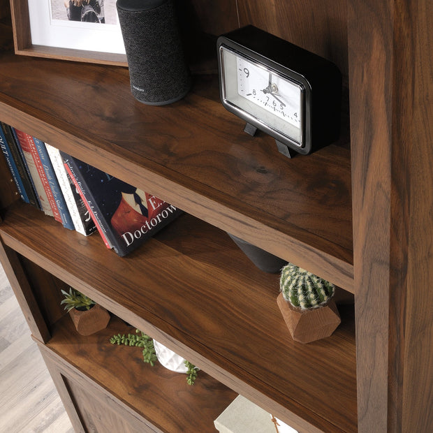 5-Shelf Bookcase with 2 Doors, Grand Walnut Finish