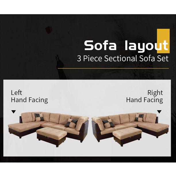 Microfiber with Faux Leather Sofa Set