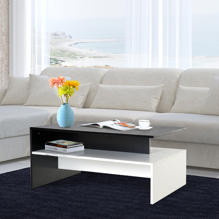 2 Tier Modern Rectangular Coffee Table Living Room