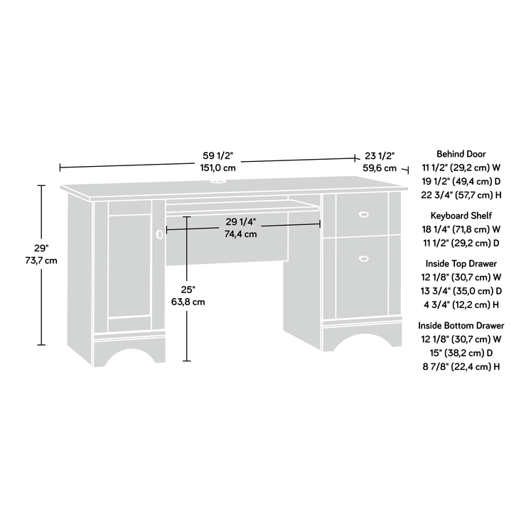 Computer Desk, Brushed Maple Finish