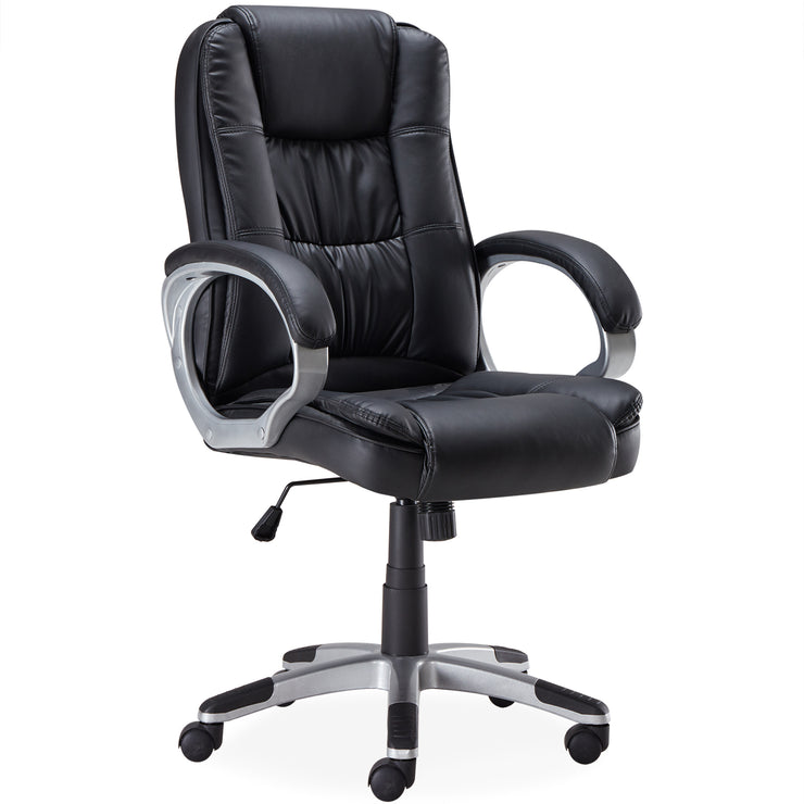 High Back Executive PU Leather Padded Manager's Office Chair (Black)