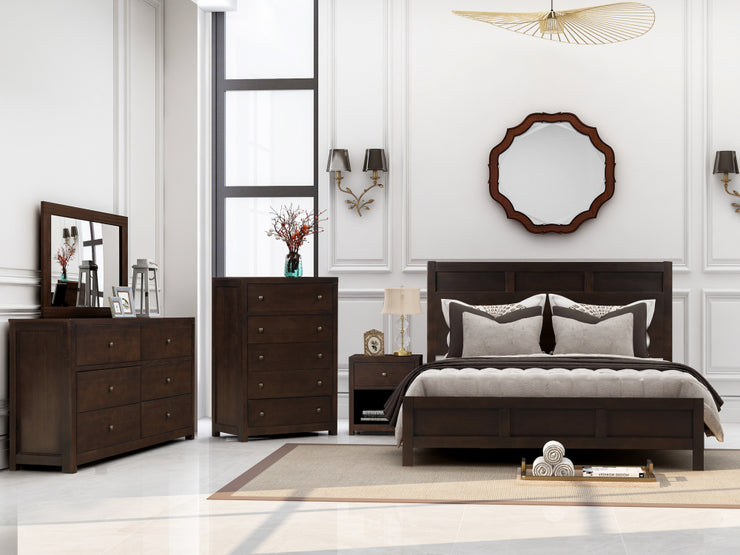 Classic Queen Platform Bed in Rich Brown No Box Spring Needed