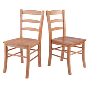 Dining Set, Round Drop Leaf Table & 2 Ladder Back Chairs, Light Oak Finish