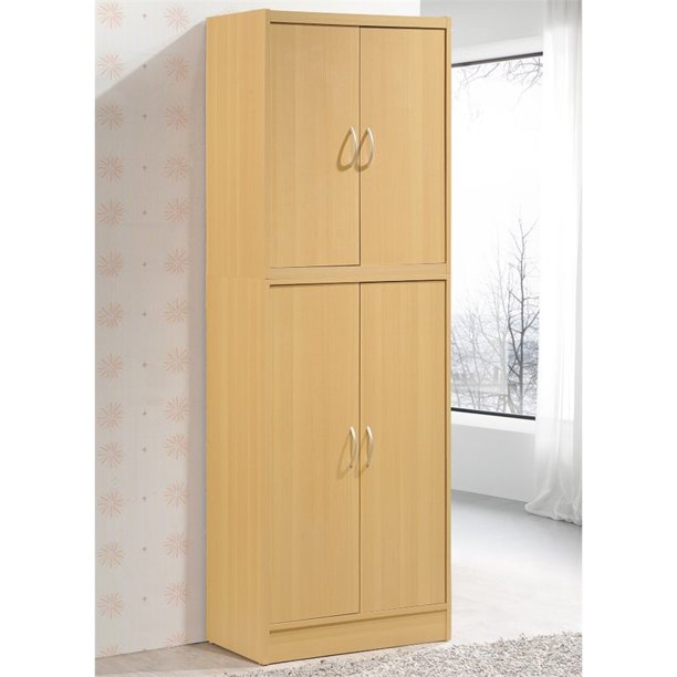 4 Door Kitchen Pantry with 4 Shelves in Beech