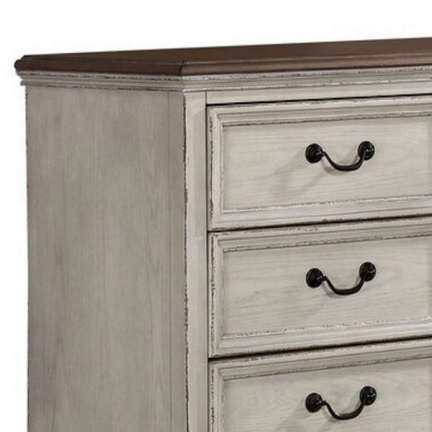 5 Drawer Armoire with Mirror Insert, White