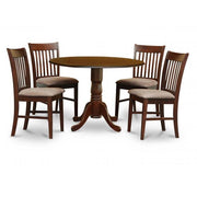 Kitchen Round Table with 2 Drop Leaves and 4 Slatted-back Chairs