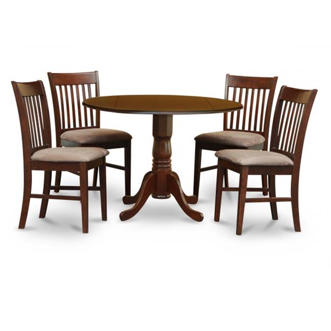 Kitchen Round Table with 2 Drop Leaves and 4 Slatted-back Chairs