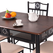 Dining Set Wood Metal Table and 4 Chairs