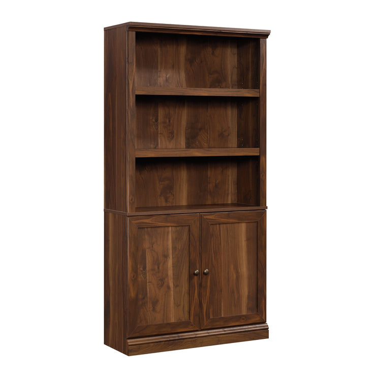 5-Shelf Bookcase with 2 Doors, Grand Walnut Finish