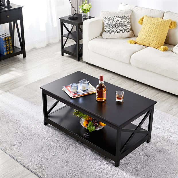 Coffee Table with Storage Shelf for Living Room