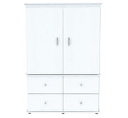 TV Wardrobe Armoire with Clothing Rod and 4 Drawers