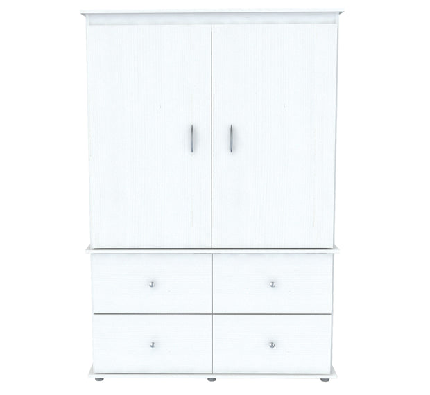 TV Wardrobe Armoire with Clothing Rod and 4 Drawers