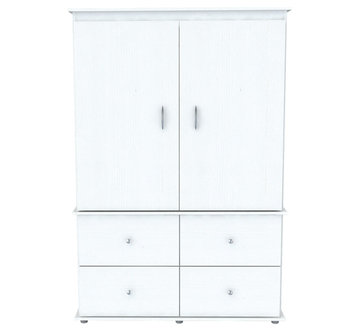 TV Wardrobe Armoire with Clothing Rod and 4 Drawers