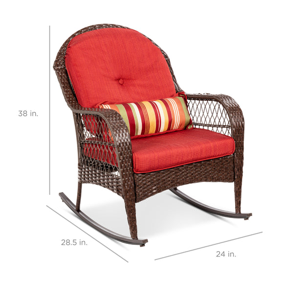 Outdoor Wicker Rocking Chair for Patio, Porch w/ Steel Frame