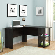 Dominic L Desk with Bookshelves, Espresso