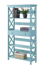 5-Tier Bookcase with Drawer, Sea Foam