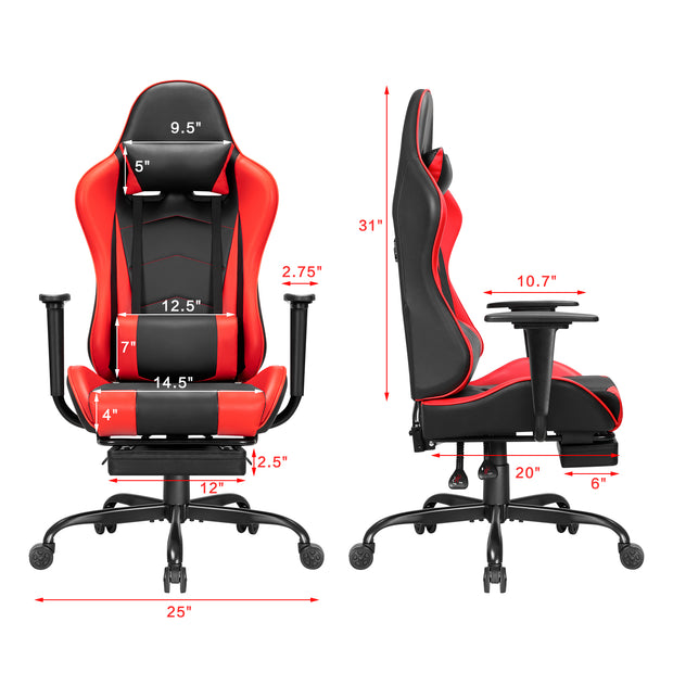 Office Chair PU Leather Adjustable Height Racing Style Computer Chair