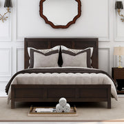 Classic Queen Platform Bed in Rich Brown No Box Spring Needed