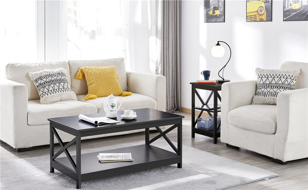 Coffee Table with Storage Shelf for Living Room