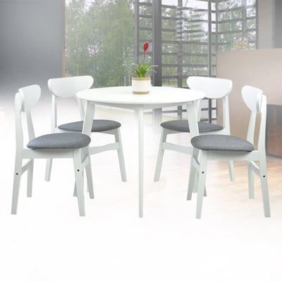 Dining Room Set of 4 Yumiko Chairs and Round Dining Table