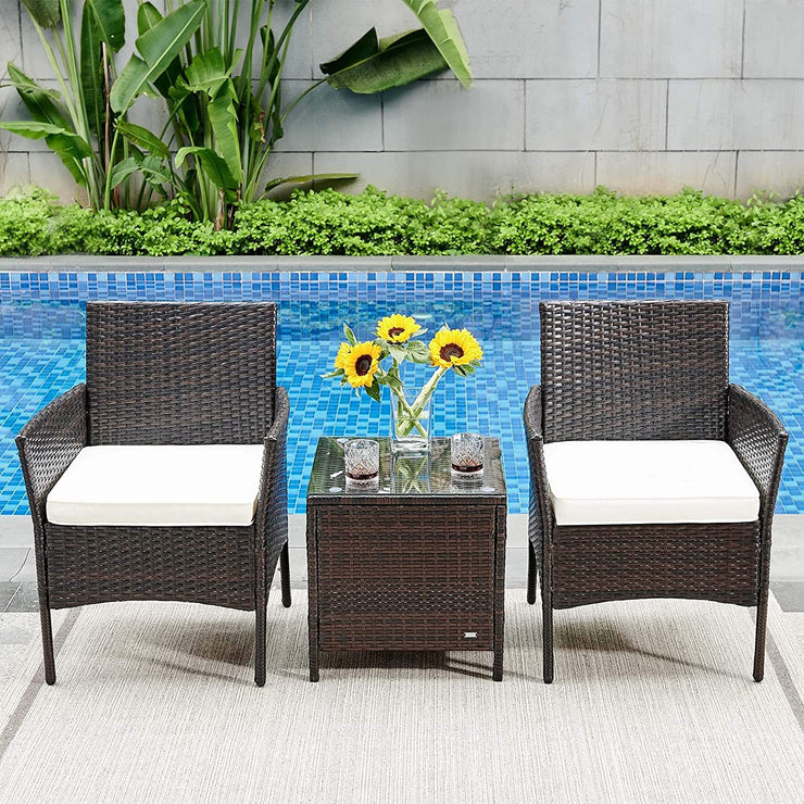 Patio Chairs Outdoor Wicker Patio Set Small Patio Chairs and Table with Cushions