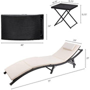 Outdoor Patio Lounge Chair Adjustable Folding Lawn Poolside Chaise Lounge Chair