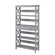 5 Tier Bookcase with Drawer, Gray