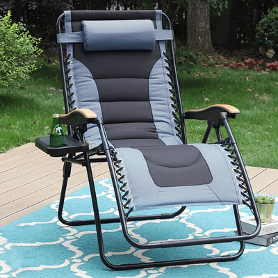 Adjustable Oversized Padded Zero Gravity Lounge Chair, Grey