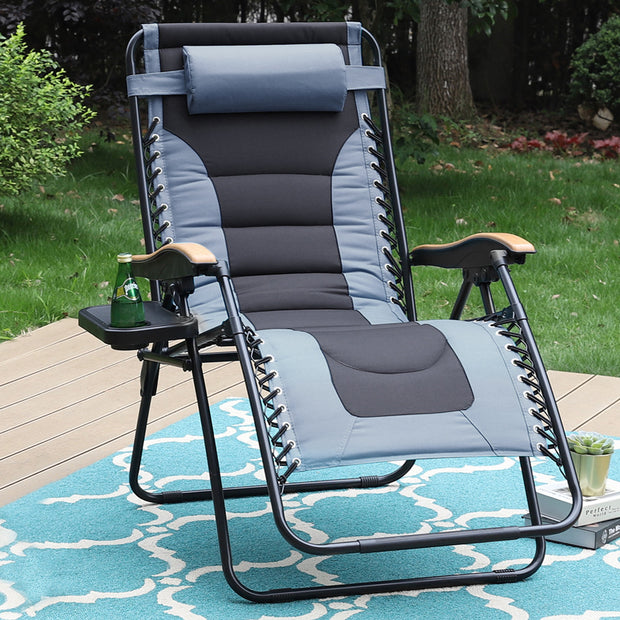 Adjustable Oversized Padded Zero Gravity Lounge Chair, Grey