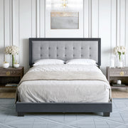 Polina Velvet Upholstered Platform Bed Frame, Grey King