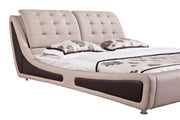 Whitea Faux Leather Platform Bed, Beige/Brown, Eastern King