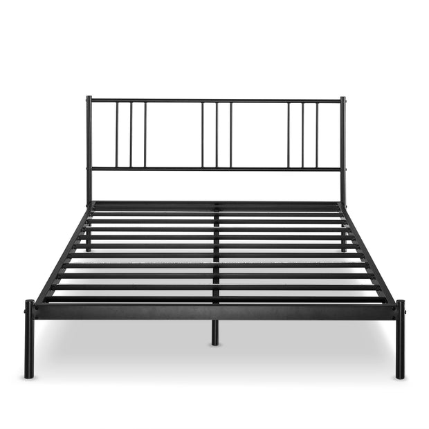 Black Metal Platform Bed with Headboard,