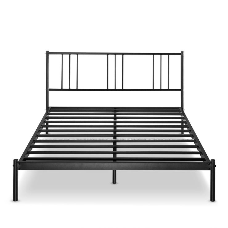 Black Metal Platform Bed with Headboard,