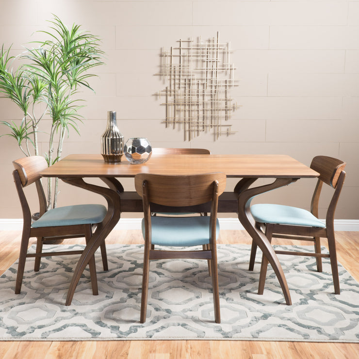 Harper Natural Walnut Wood Mint 5 Piece Dining Set