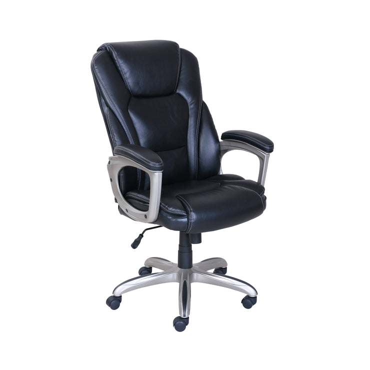 Big & Tall Bonded Leather Commercial Office Chair with Memory Foam, Black