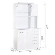 Storage Cabinet Microwave Hutch with 4 Large Cabinets & Sleek Modern Design