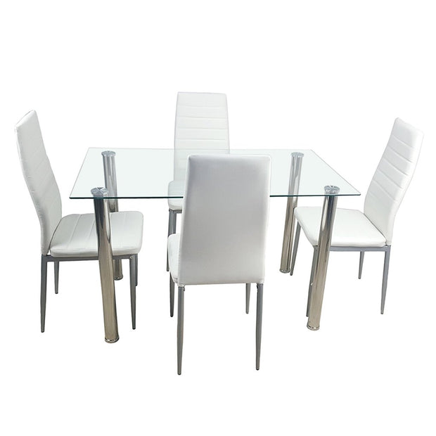 Dinner Table Set Tempered Glass Dining Table with 4pcs Chairs