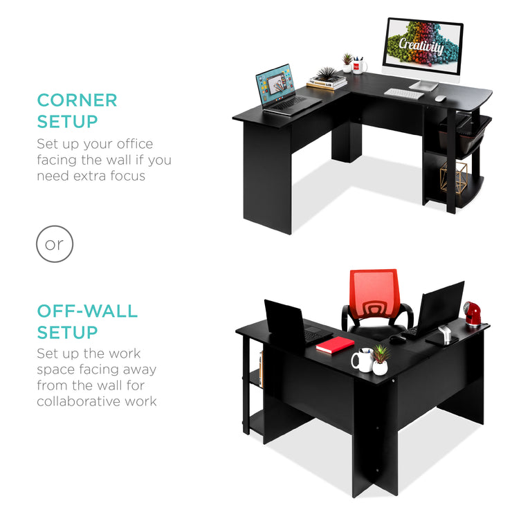 L-Shaped Corner Computer Desk Study Workstation for Home, Office