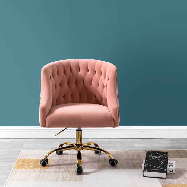 Office Chair&Desk Chair Pink with Gold Base